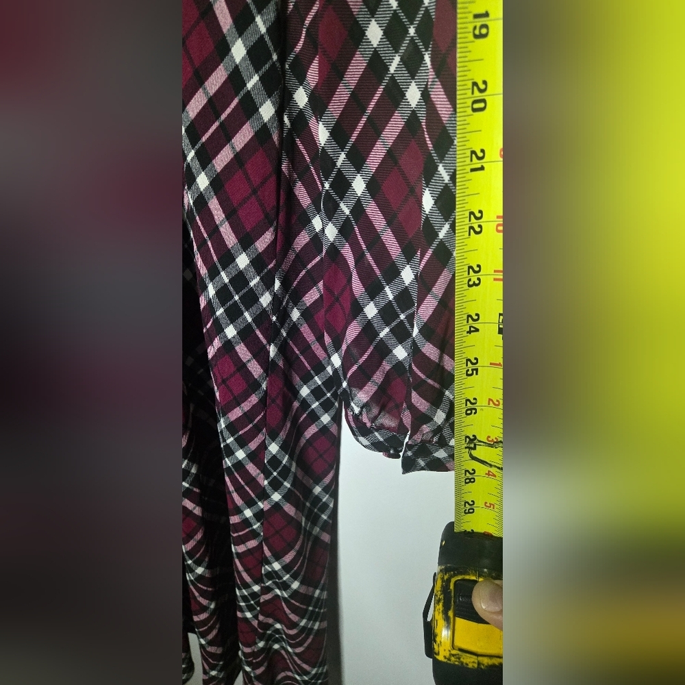 Michael Kors Wine Checkered Long Sleeve Dress - Picture 6 of 9